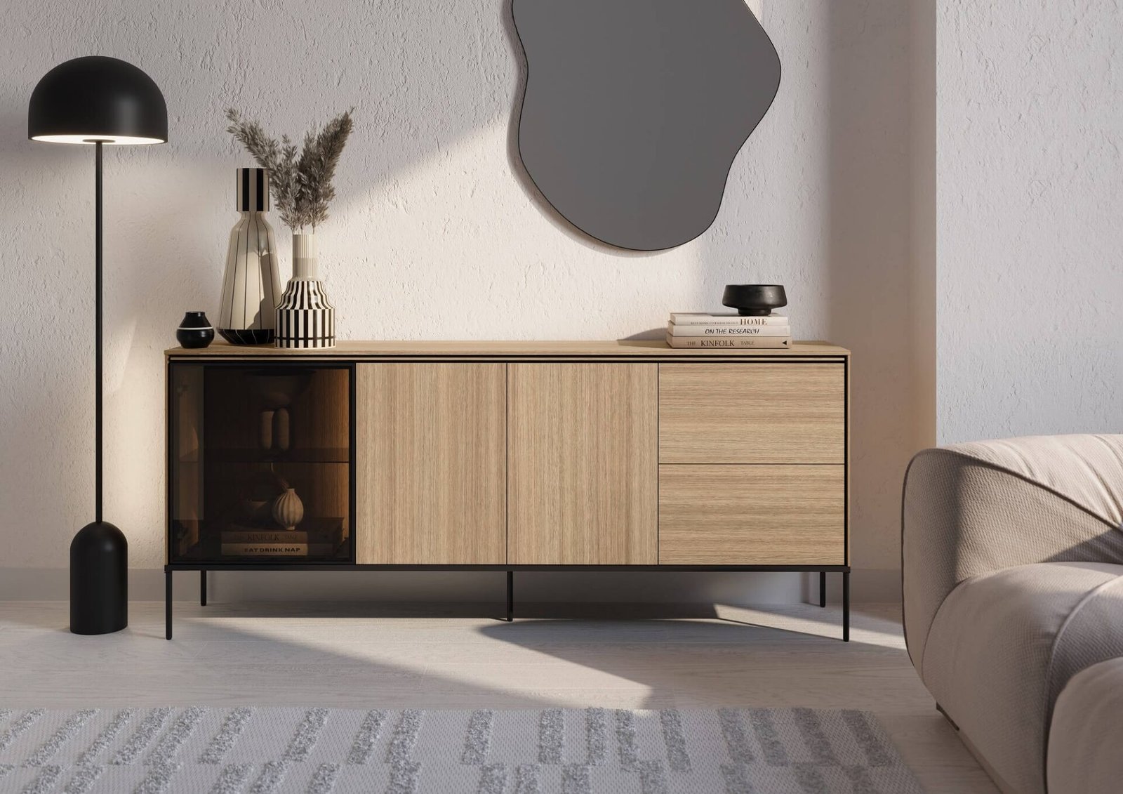 Chest of drawers with lighting 2d1w2s VISSO VI-06 | Linear oak - Image 2