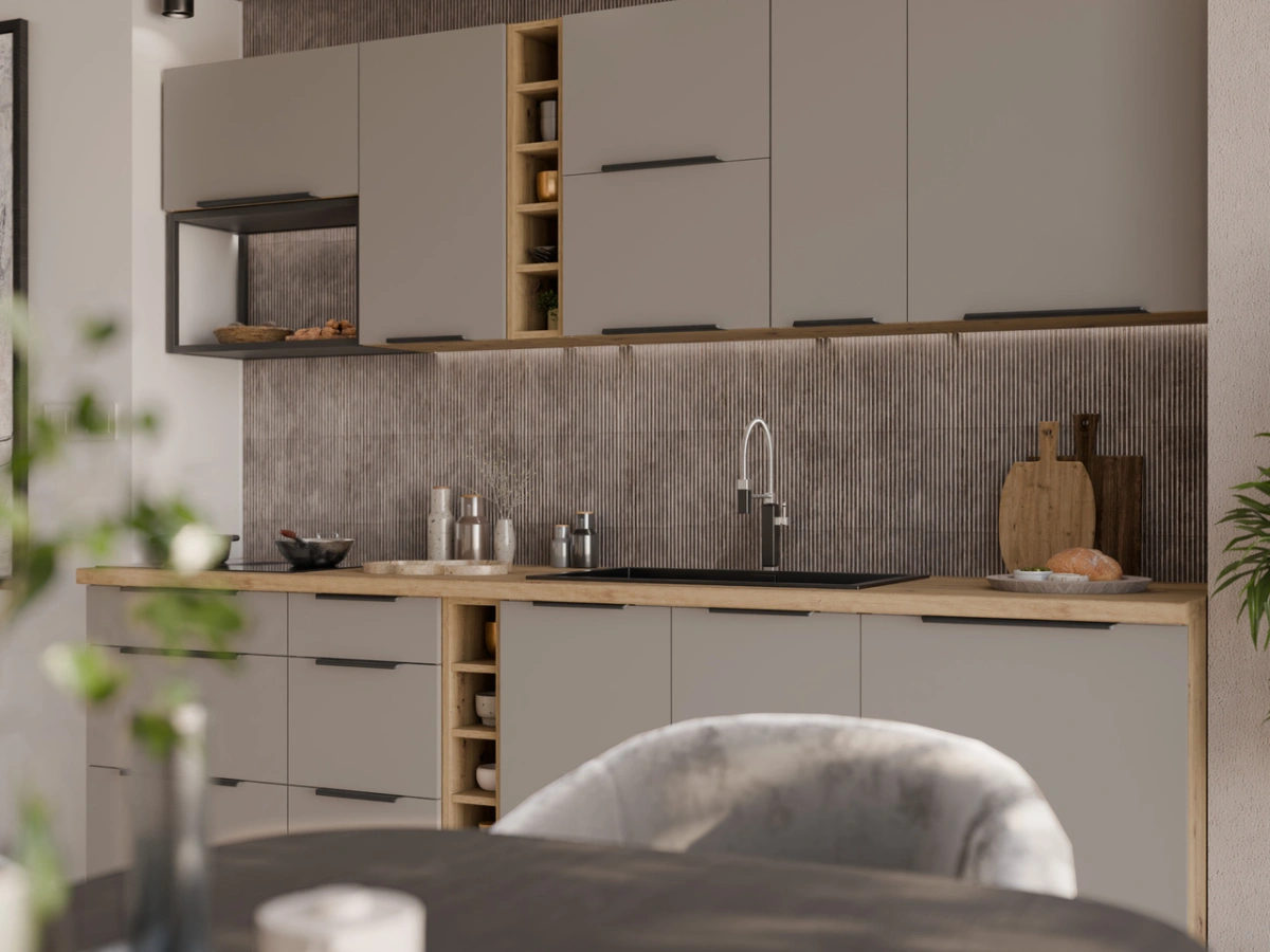Kitchen set "Aria" with loft cabinets, 255 cm - Image 4