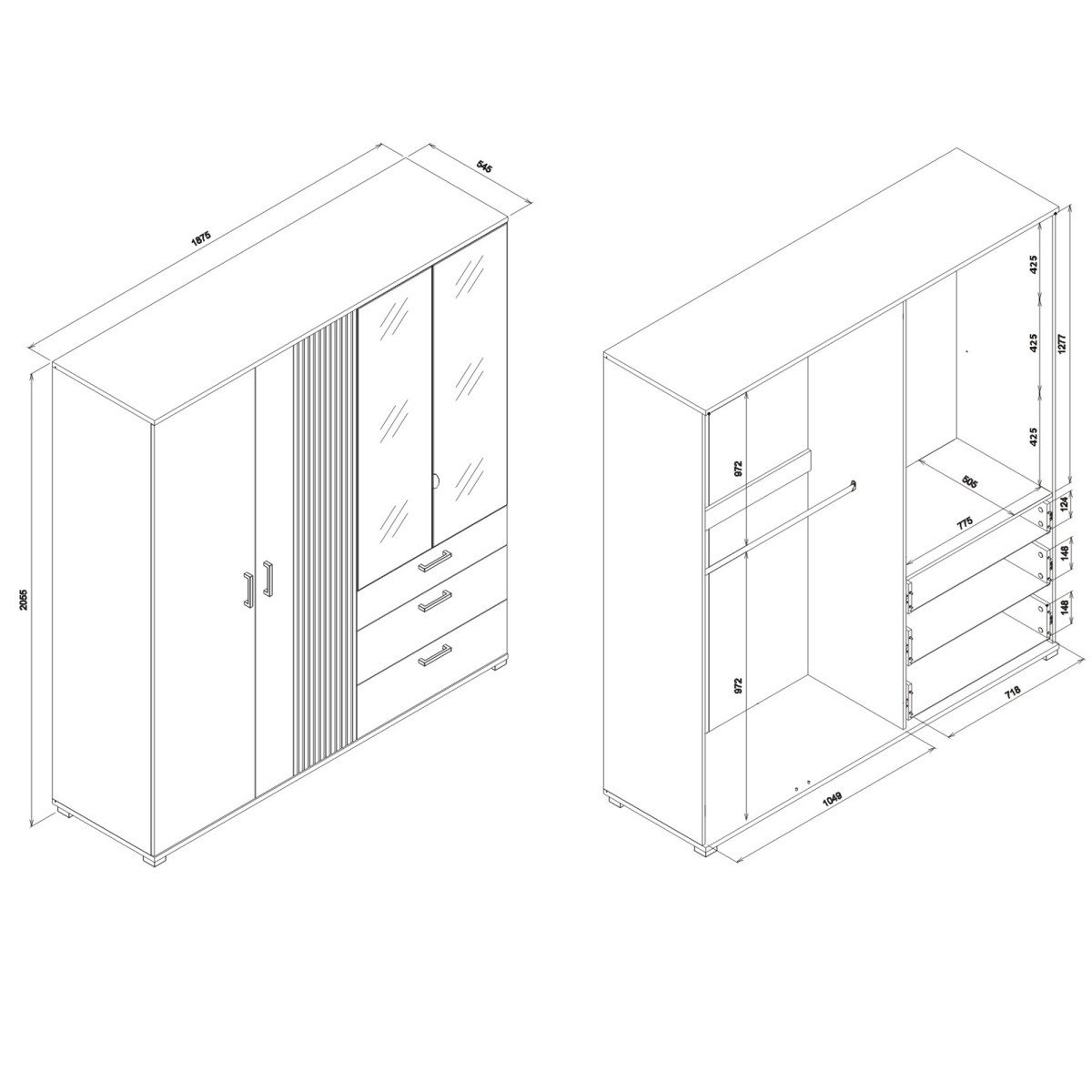 ARIS AS11 Wardrobe with mirror - Image 3