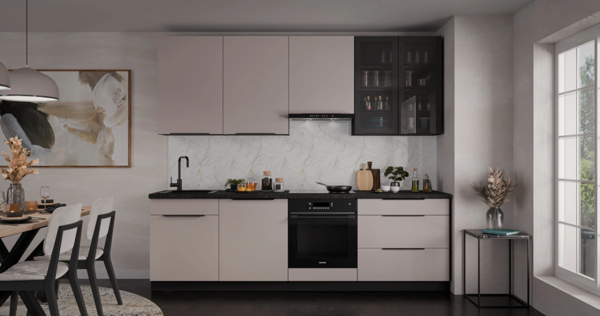 Arona kitchen set with display cabinet, kitchen 260 cm - Image 2