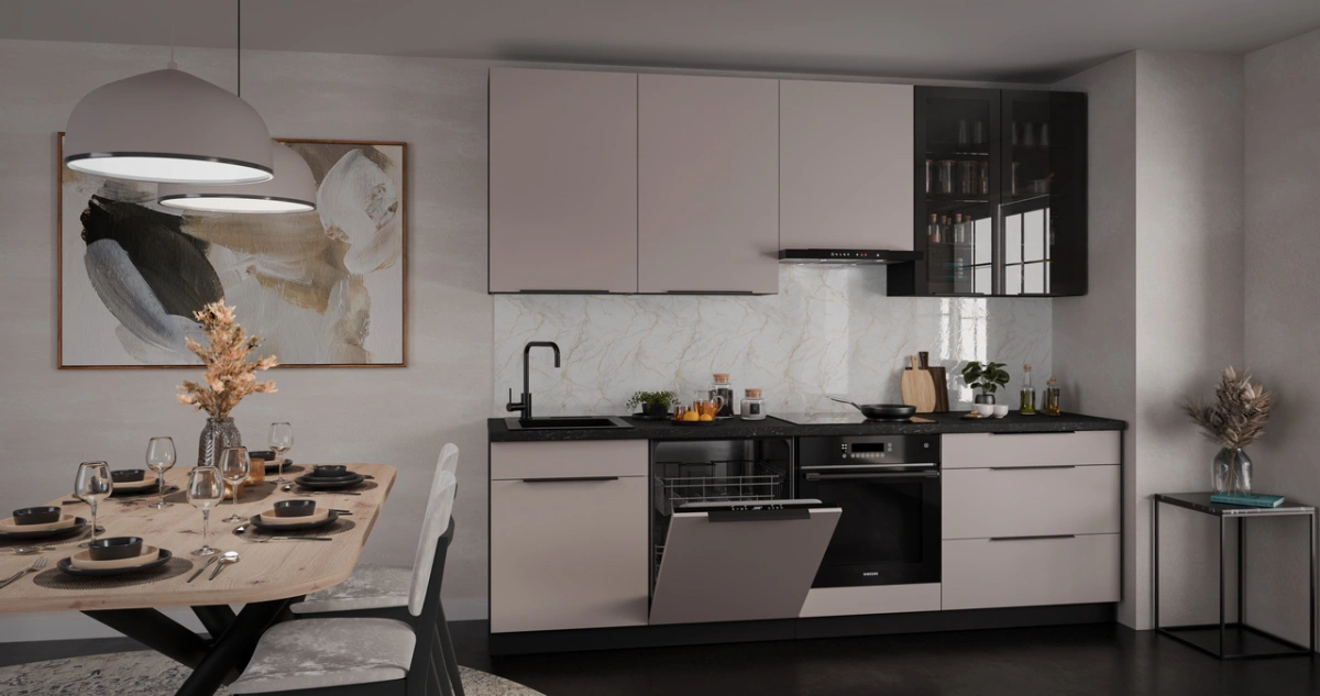 Arona kitchen set with display cabinet, kitchen 260 cm - Image 4