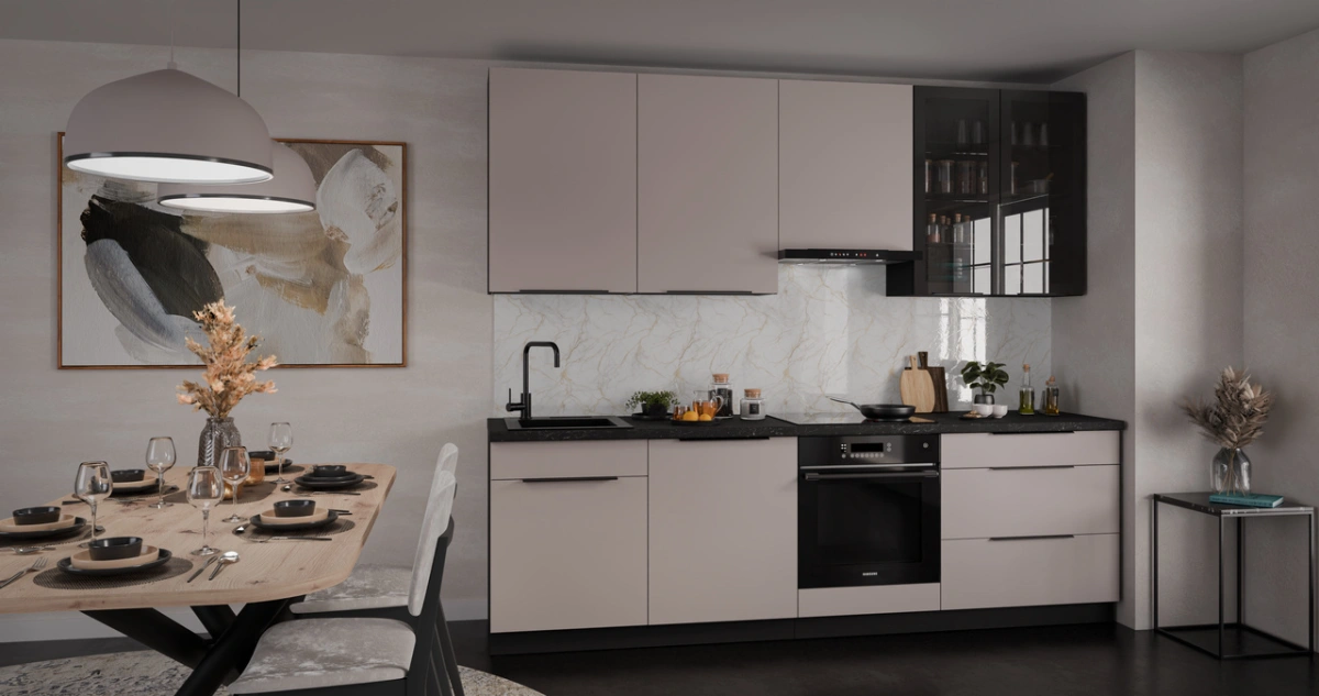 Arona kitchen set with display cabinet, kitchen 260 cm - Image 3