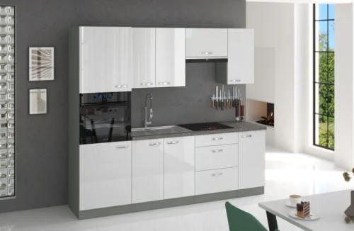 Bianka kitchen column, 240 cm, white, glossy oven