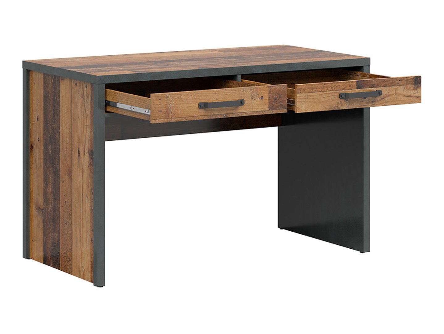 WESTON desk with two drawers, 120 cm, antique style, dark pine/mattress - Image 2