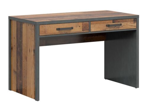 WESTON desk with two drawers, 120 cm, antique style, dark pine/mattress
