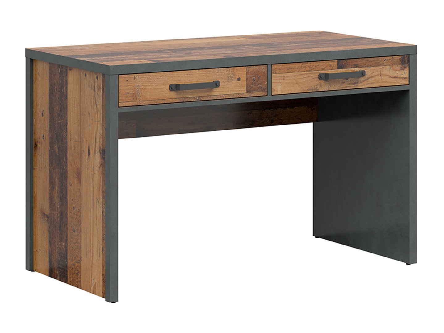 WESTON desk with two drawers, 120 cm, antique style, dark pine/mattress