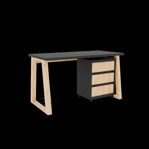 Iwo I desk with box, graphite/artisanal, ADRK
