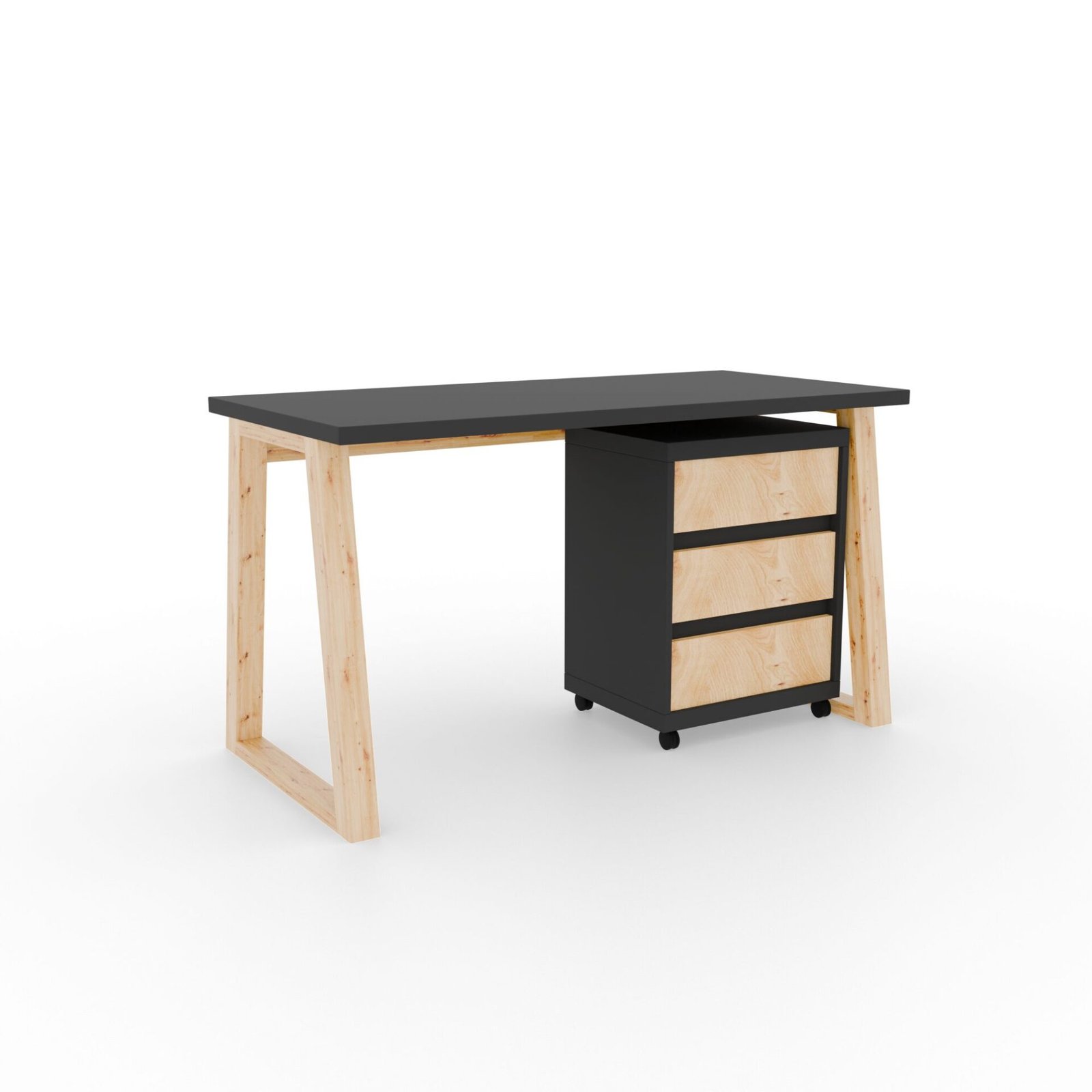 Iwo I desk with box, graphite/artisanal, ADRK