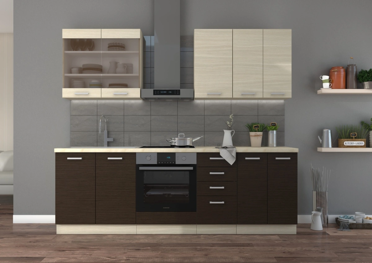 Chamonix kitchen 240 cm with display cabinet