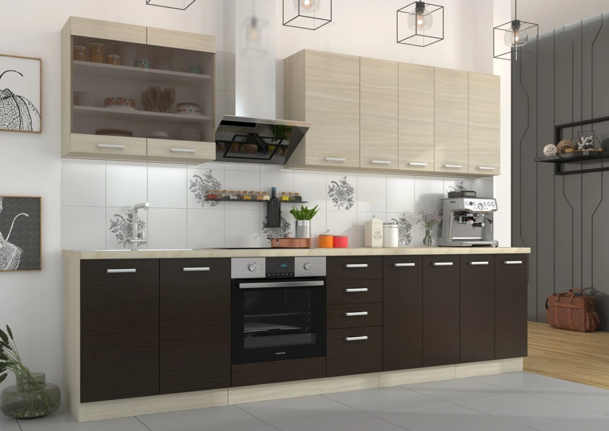 Chamonix kitchen 300 cm with display cabinet