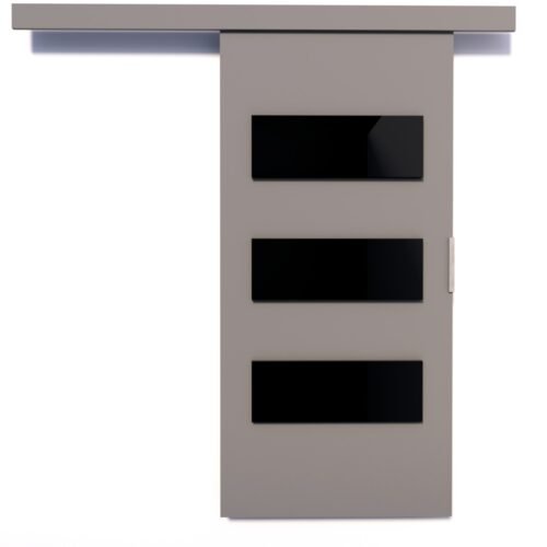 ARES 106 wall-mounted sliding door, grey/black, Lacobel ADRK