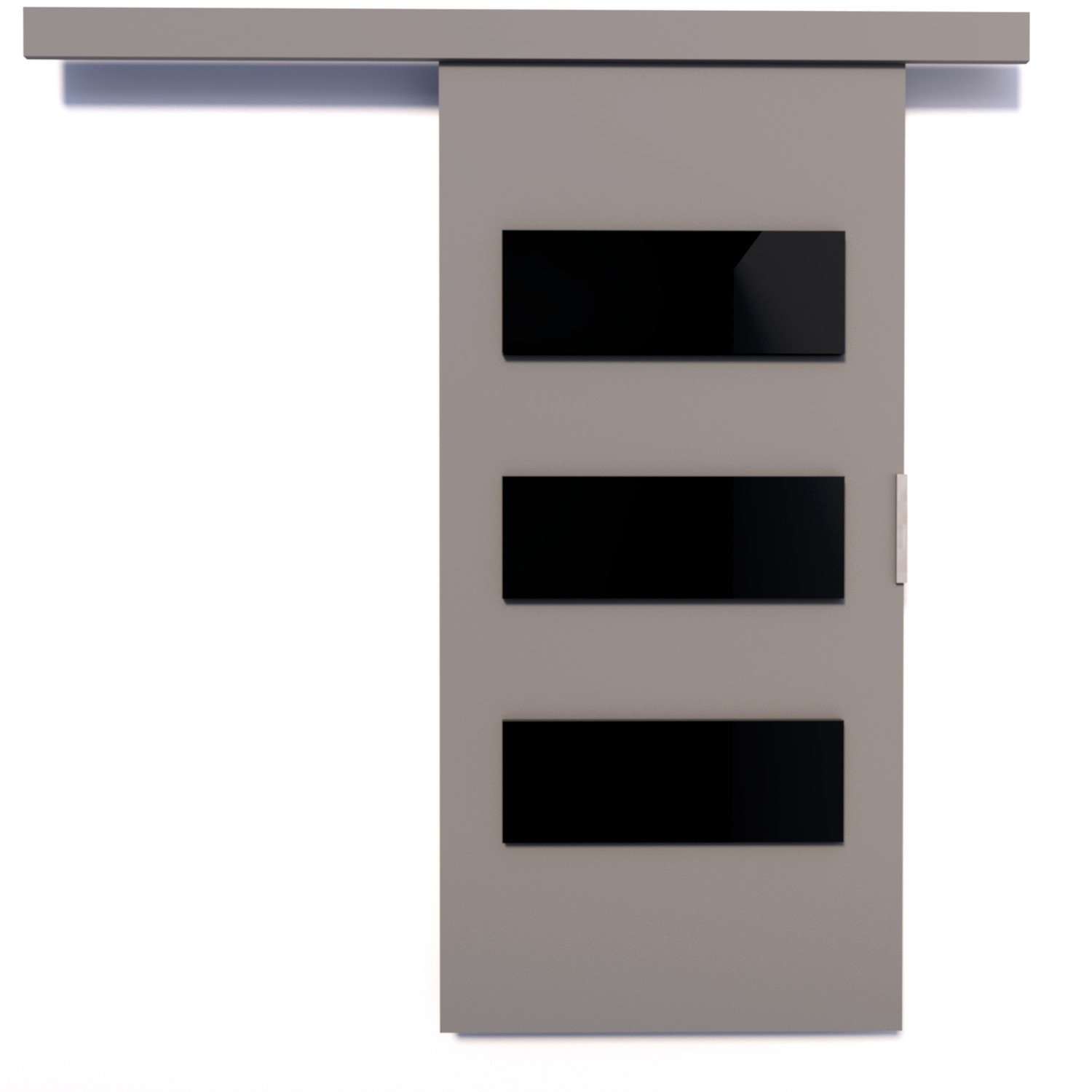 ARES 106 wall-mounted sliding door, grey/black, Lacobel ADRK