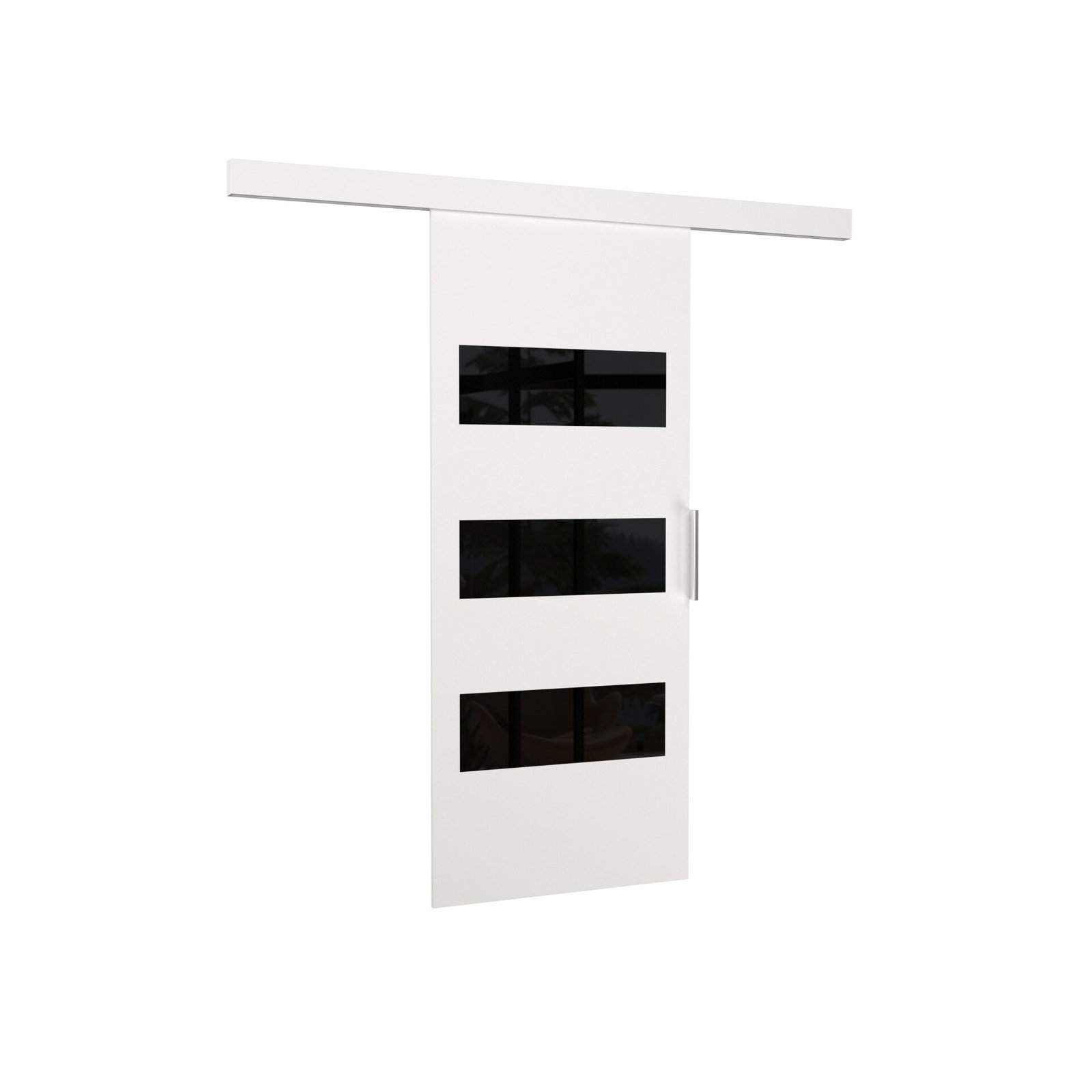 ARES 76 wall-mounted sliding door, white/black, Lacobel ADRK