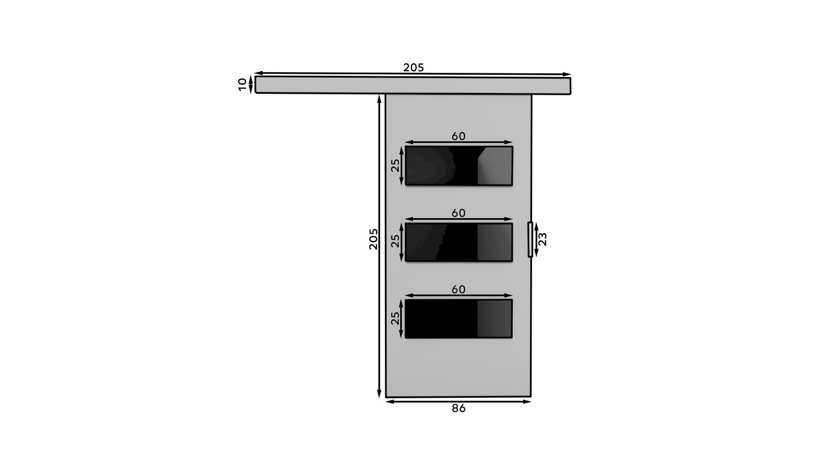 ARES 86 Wenge/Black Lacobel ADRK wall-mounted sliding door - Image 3