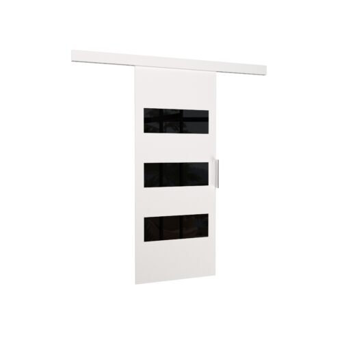 ARES 96 wall-mounted sliding door, white/black, Lacobel ADRK