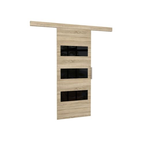 ARES 96 Sonoma/Black Lacobel ADRK wall-mounted sliding door