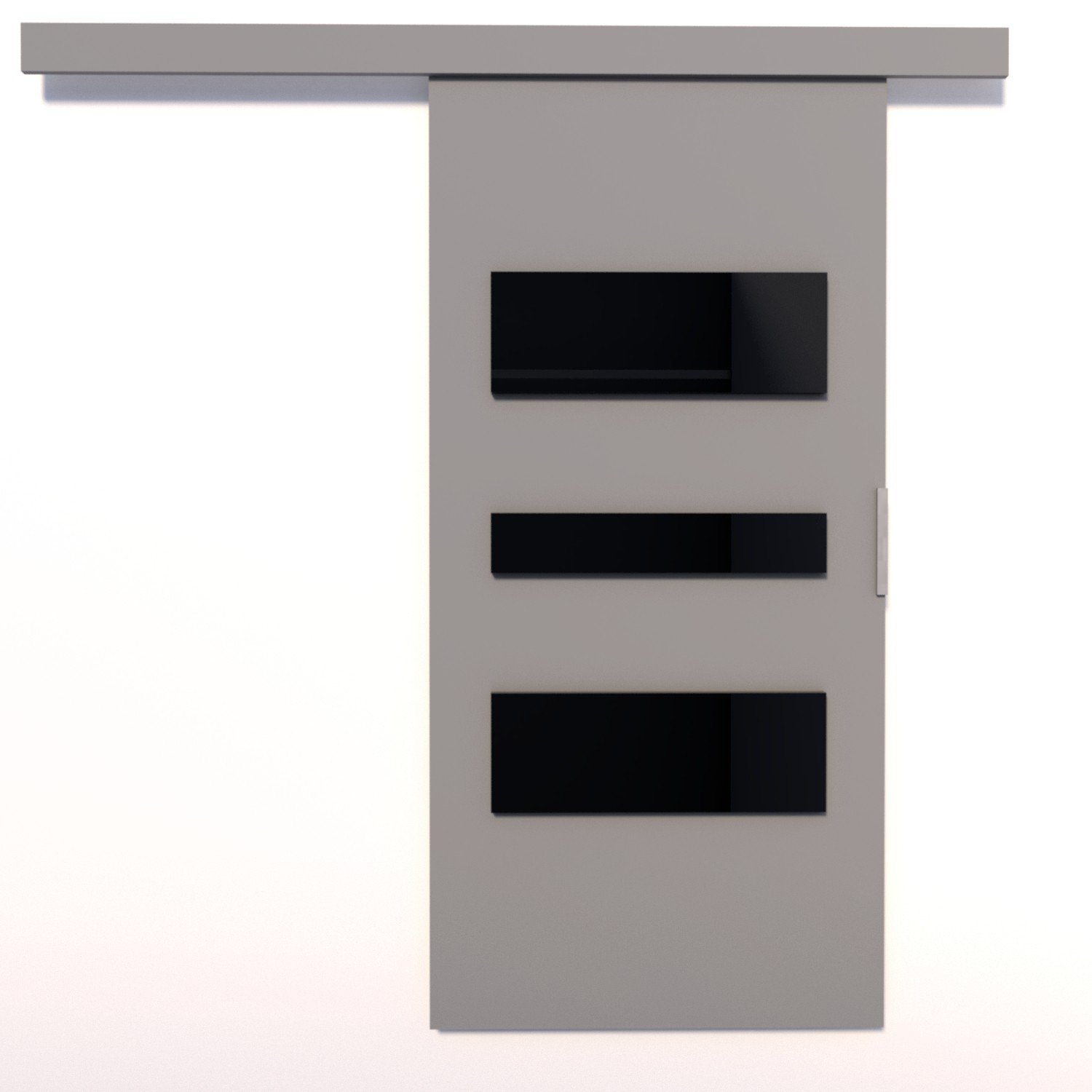 CENTO 106 wall-mounted sliding door, grey/black, Lacobel ADRK
