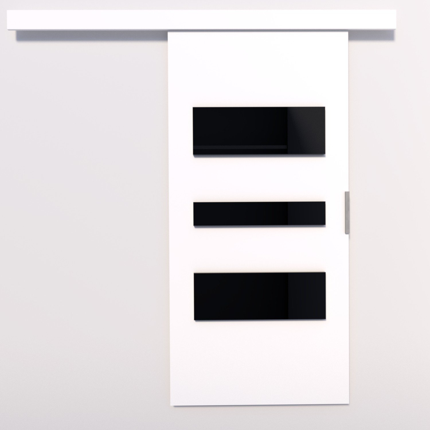 CENTO 86 wall-mounted sliding door, white/black, Lacobel ADRK