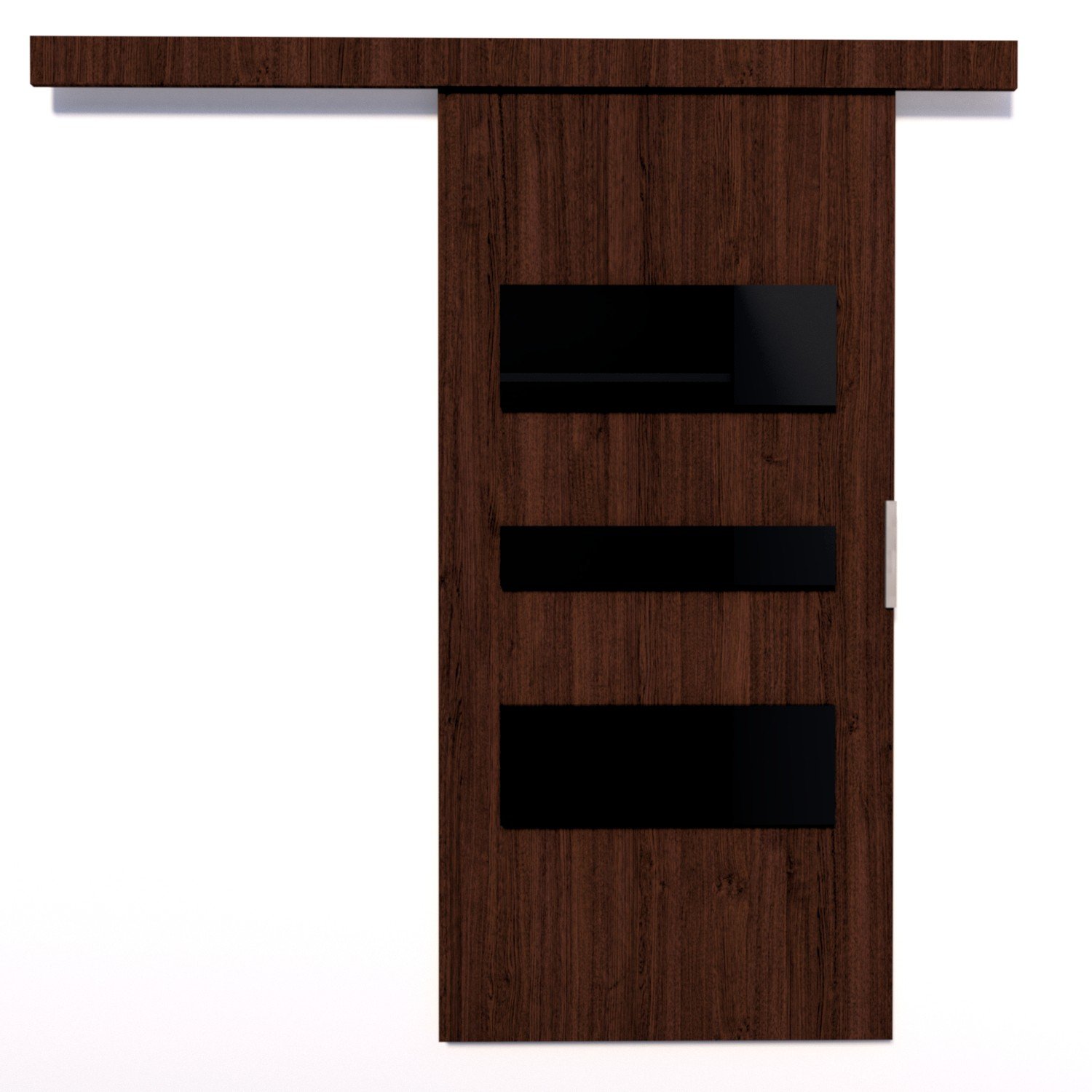 CENTO 86 wall-mounted sliding door, wenge/black, Lacobel, ADRK