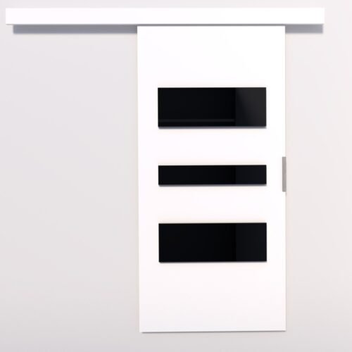 CENTO 96 wall-mounted sliding door, white/black, Lacobel ADRK