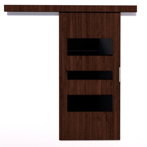 CENTO 96 wall-mounted sliding door, wenge/black, Lacobel, ADRK