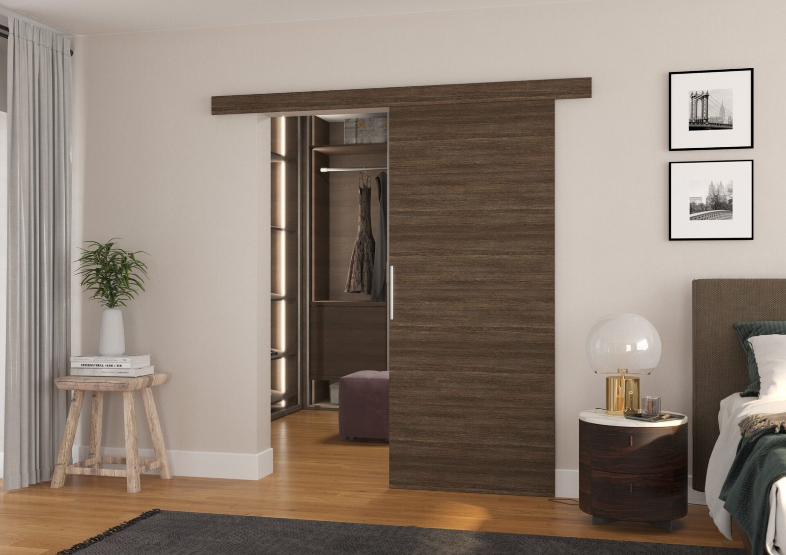DAAN 86 wall-mounted sliding door chocolate color ADRK - Image 2