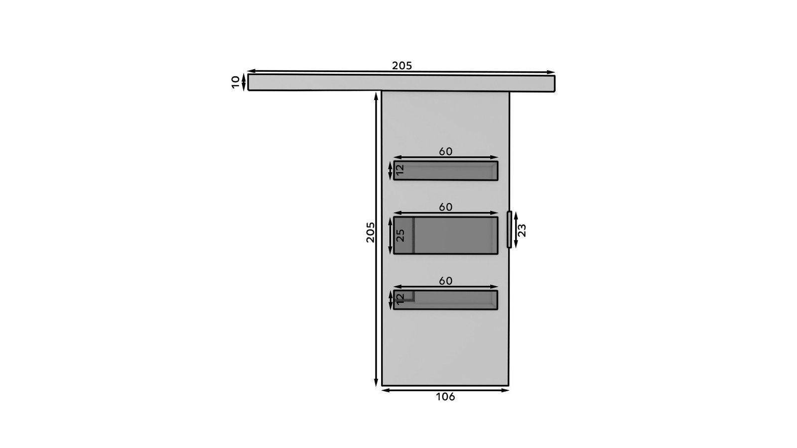 DESIO 106 Sonoma/black Lacobel ADRK wall-mounted sliding door - Image 3