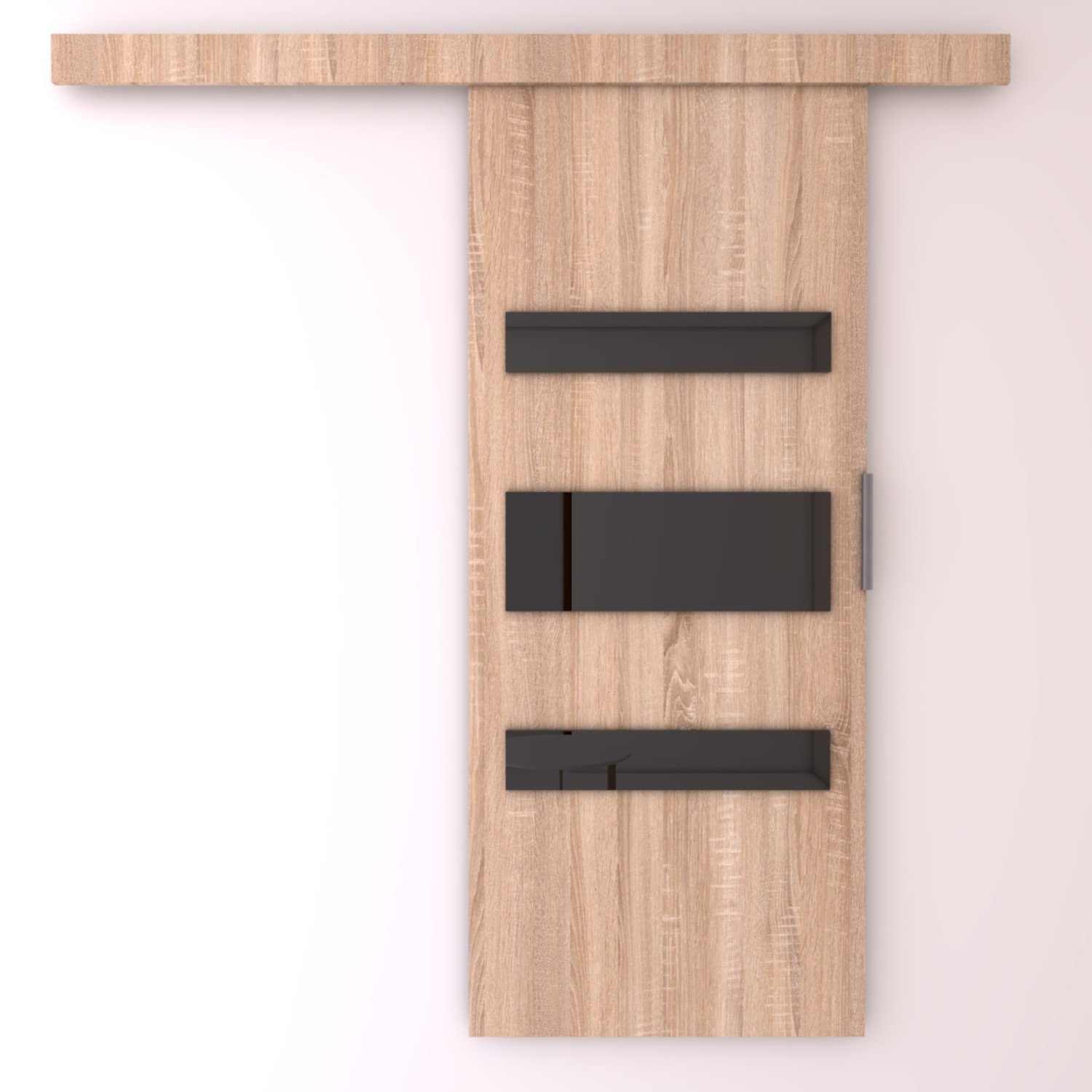 DESIO 106 Sonoma/black Lacobel ADRK wall-mounted sliding door