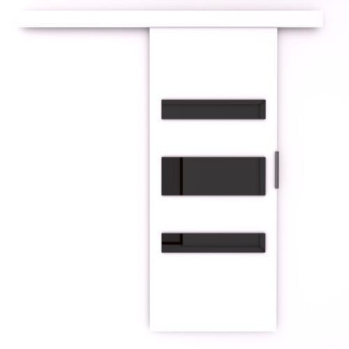 DESIO 76 wall-mounted sliding door, white/black, Lacobel ADRK