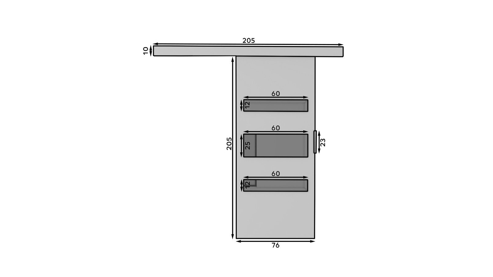 DESIO 76 Sonoma/black Lacobel ADRK wall-mounted sliding door - Image 3