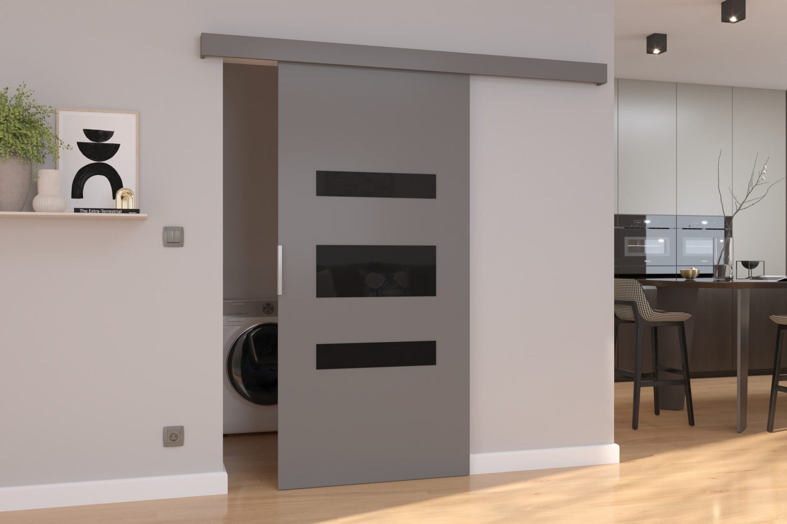 DESIO 76 grey/black Lacobel ADRK wall-mounted sliding door - Image 2