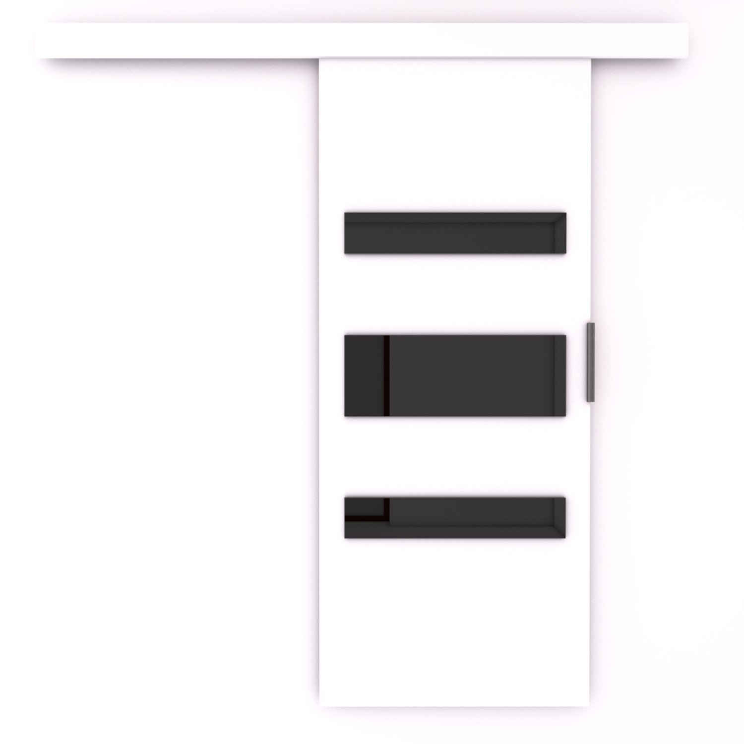 DESIO 86 wall-mounted sliding door, white/black, Lacobel ADRK
