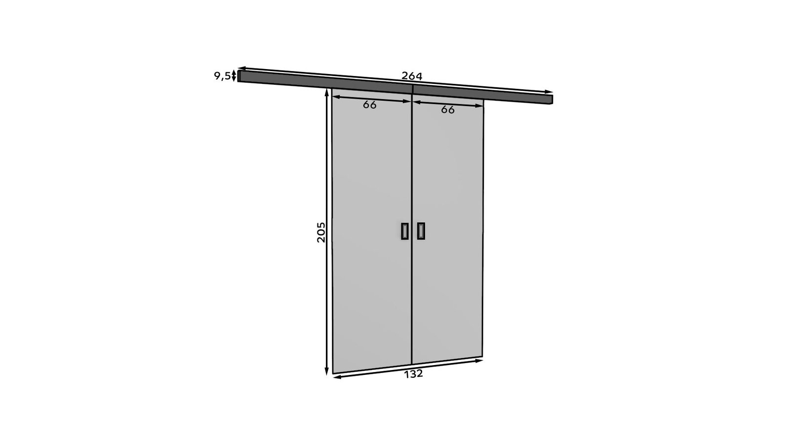 TOPPO 126 Sonoma/Black ADRK double-leaf wall sliding door - Image 3