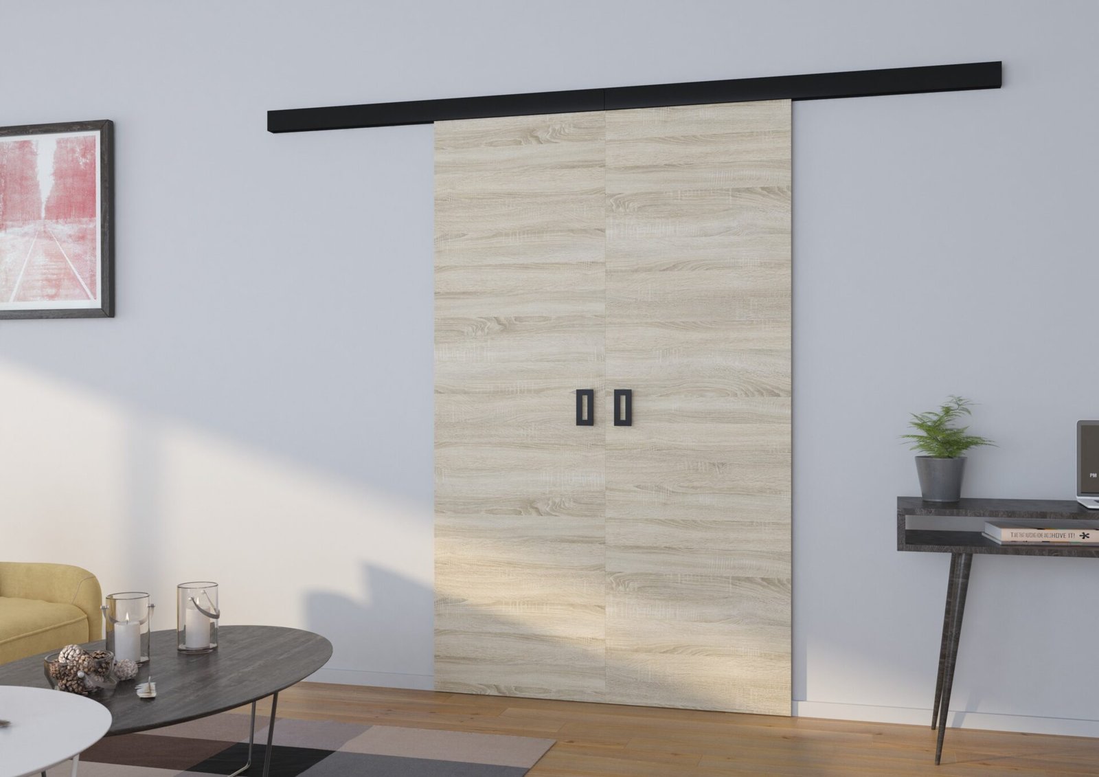 TOPPO 146 Sonoma/Black ADRK double-leaf wall sliding door - Image 2