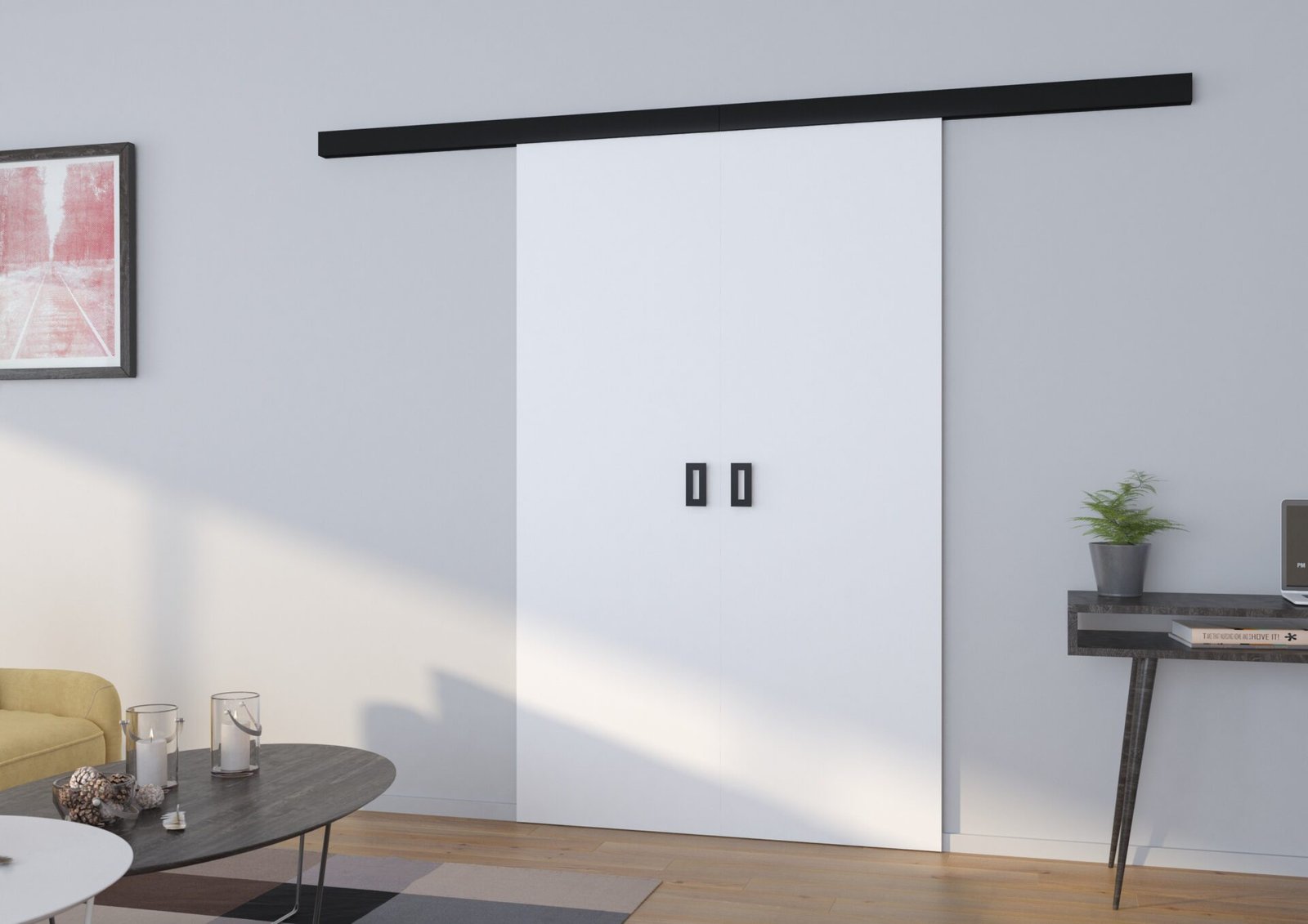 TOPPO 166 White/black ADRK double-leaf wall sliding door - Image 2