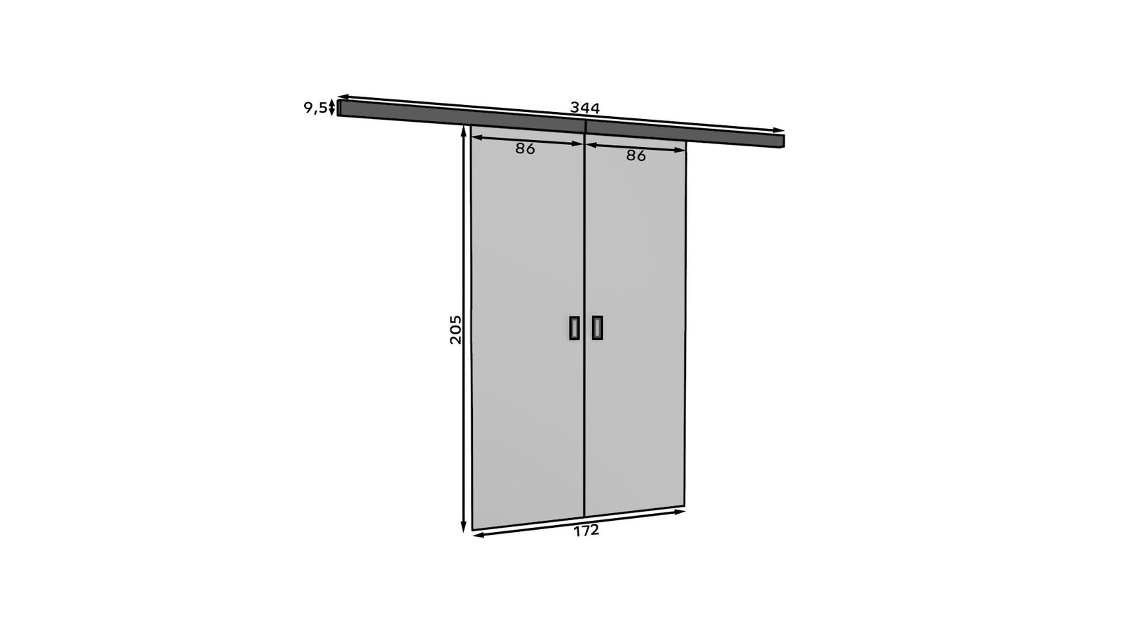 TOPPO 166 White/black ADRK double-leaf wall sliding door - Image 3