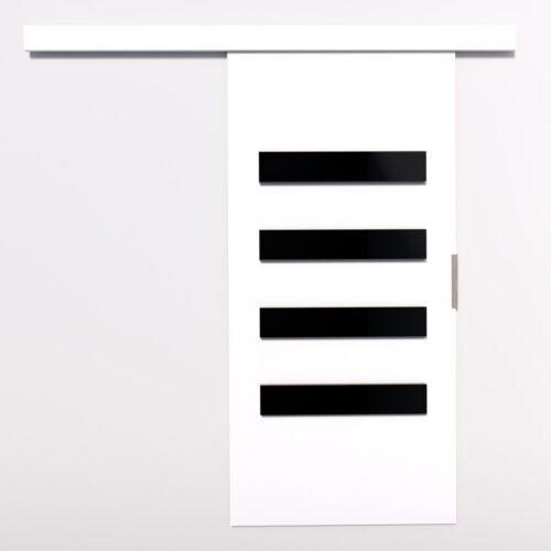 FORLI 76 wall-mounted sliding door, white/black, Lacobel ADRK