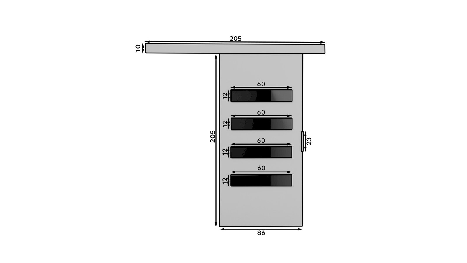 FORLI 96 grey/black Lacobel ADRK wall-mounted sliding door - Image 3