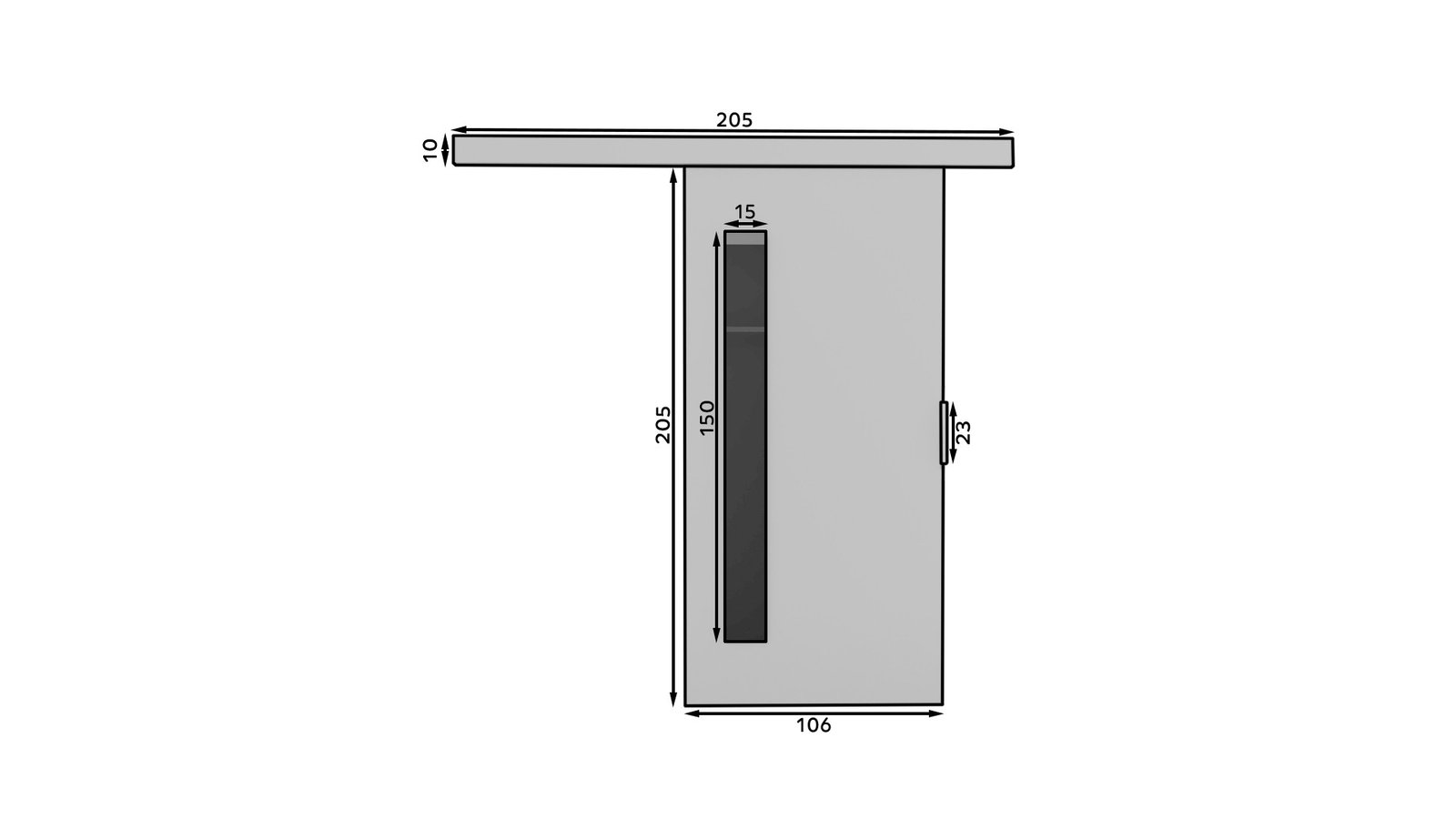 GELA 106 wall-mounted sliding door, white/black, Lacobel ADRK - Image 3