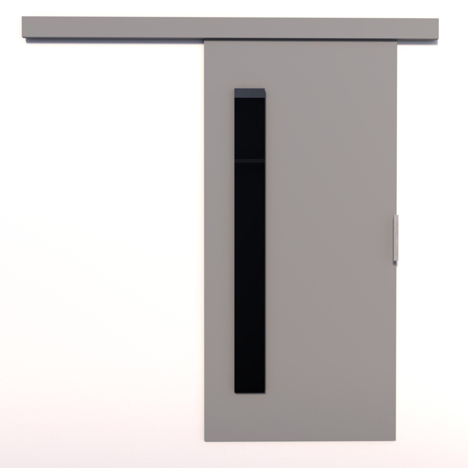 GELA 76 wall-mounted sliding door, grey/black, Lacobel ADRK