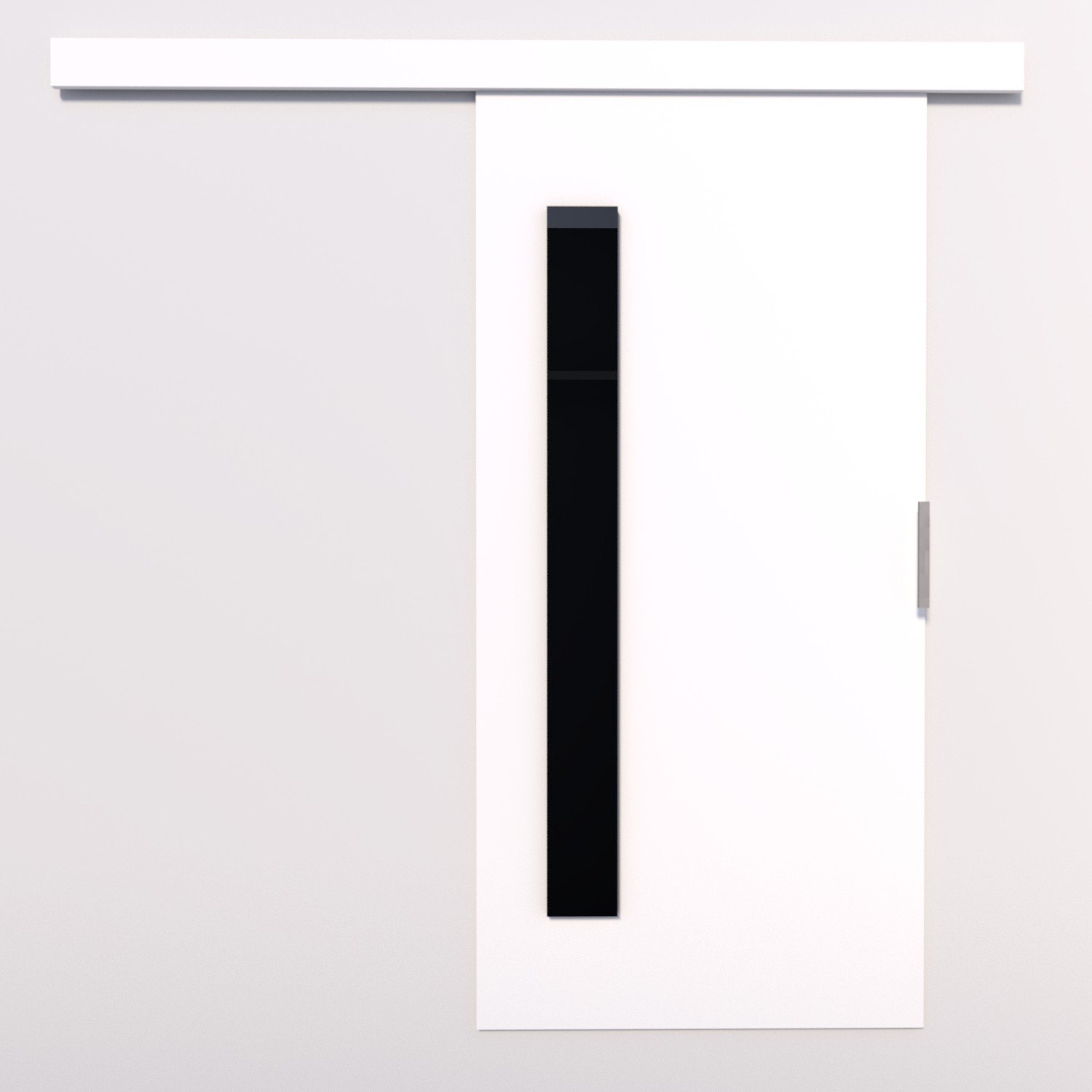 GELA 86 wall-mounted sliding door, white/black, Lacobel ADRK