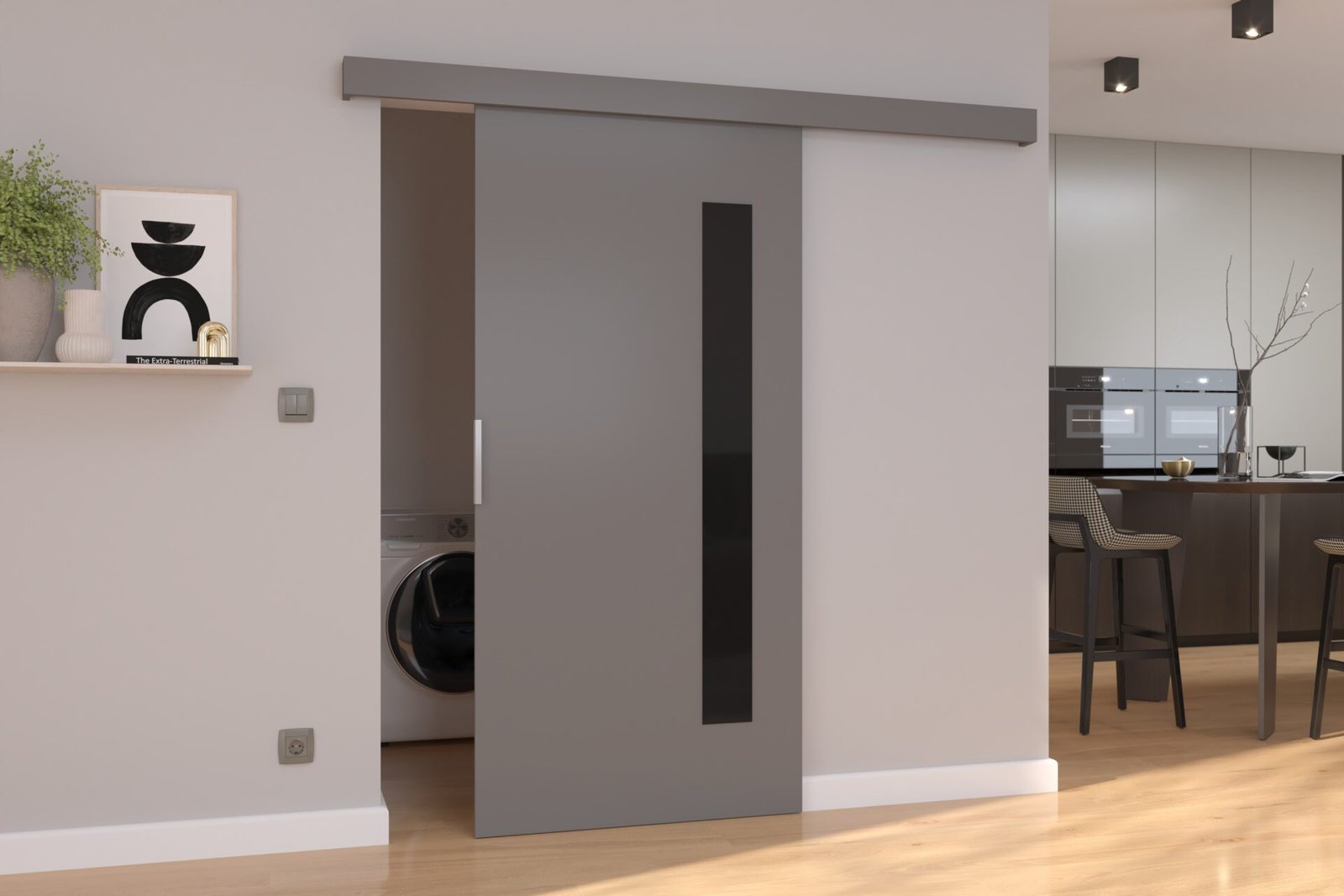 GELA 86 grey/black Lacobel ADRK wall-mounted sliding door - Image 2