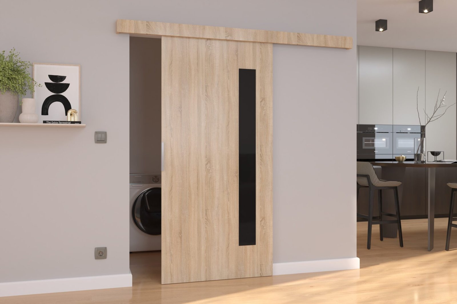 GELA 96 Sonoma/black Lacobel ADRK wall sliding door - Image 2