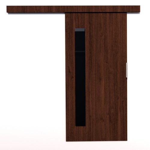 Wall sliding door GELA 96 Wenge/Black Lacobel ADRK