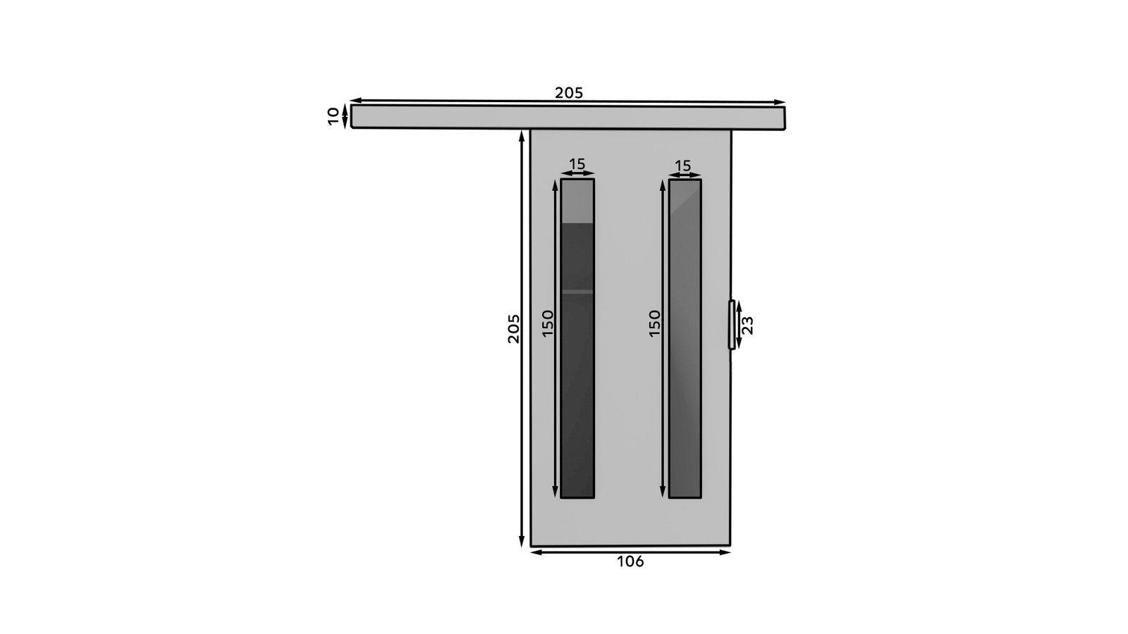 HERS 106 Sonoma/Black Lacobel ADRK wall sliding door - Image 3