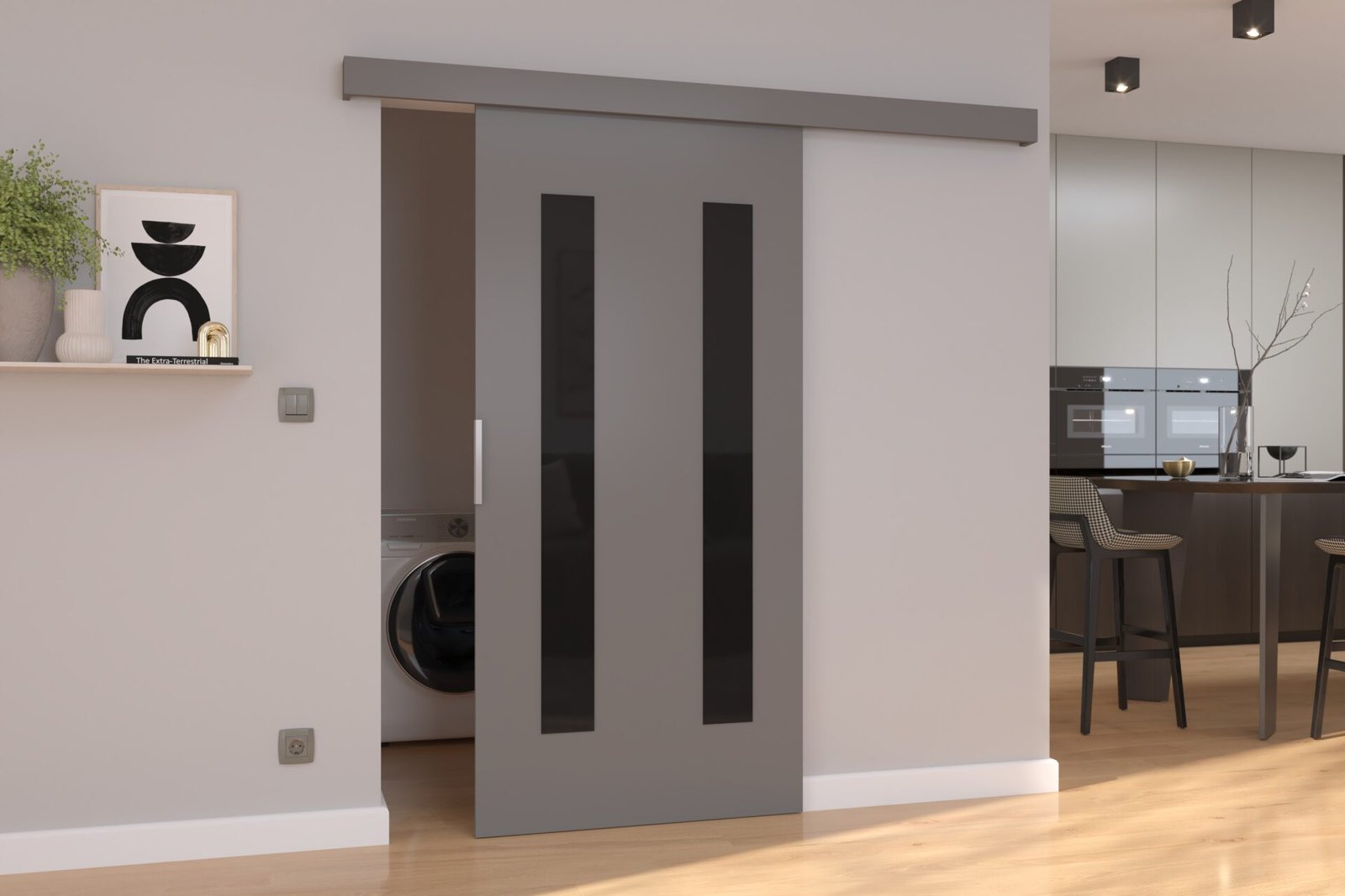 HERS 106 grey/black Lacobel ADRK wall-mounted sliding door - Image 2