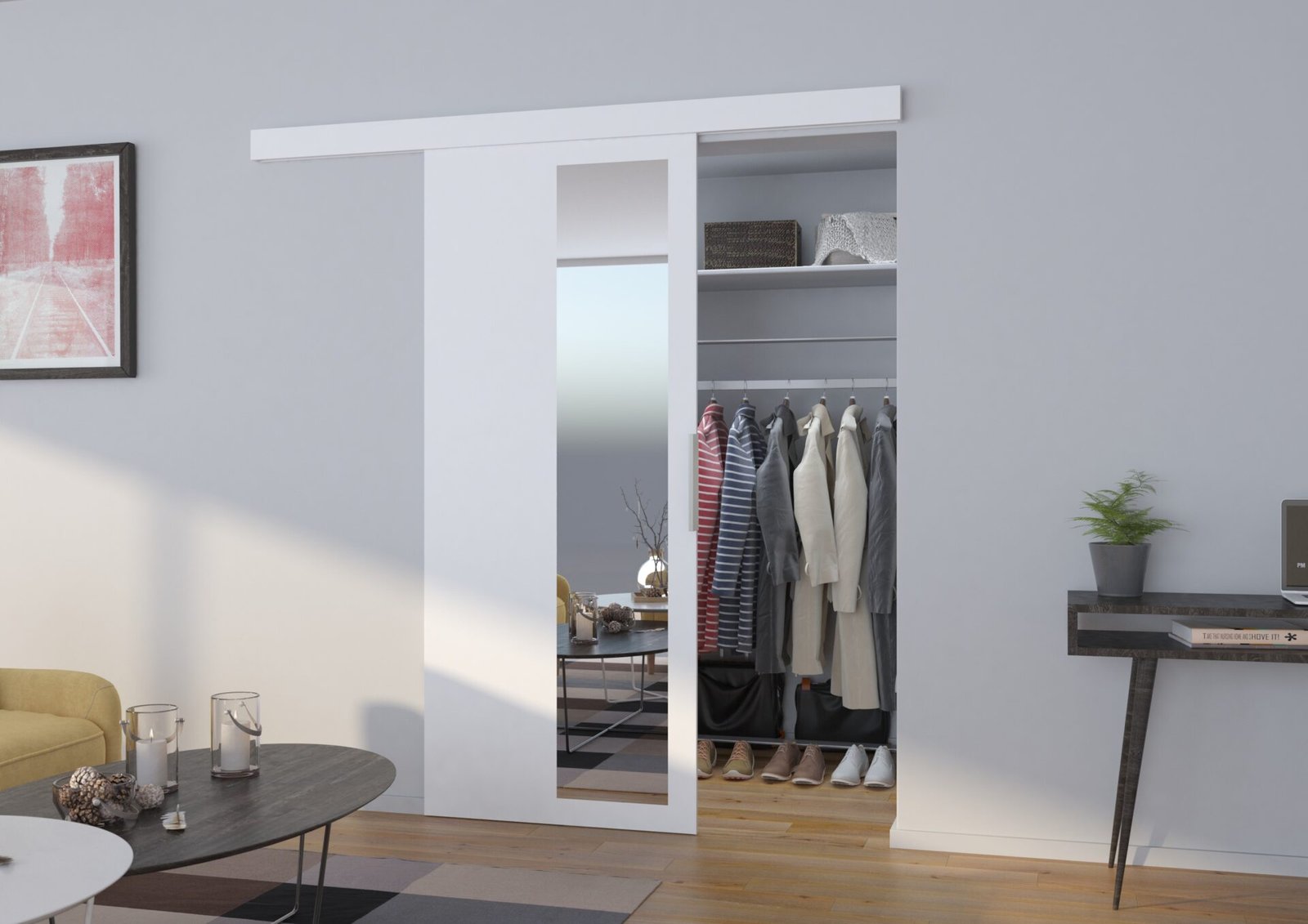 Wall sliding door MALTA 96 White ADRK - Image 2
