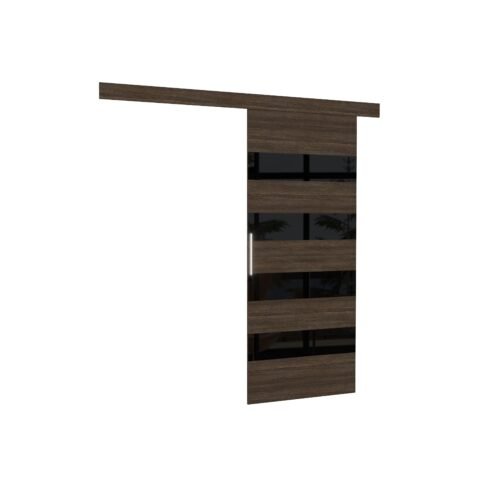 MILOU 86 wall-mounted sliding door, chocolate/black, Lacobel ADRK