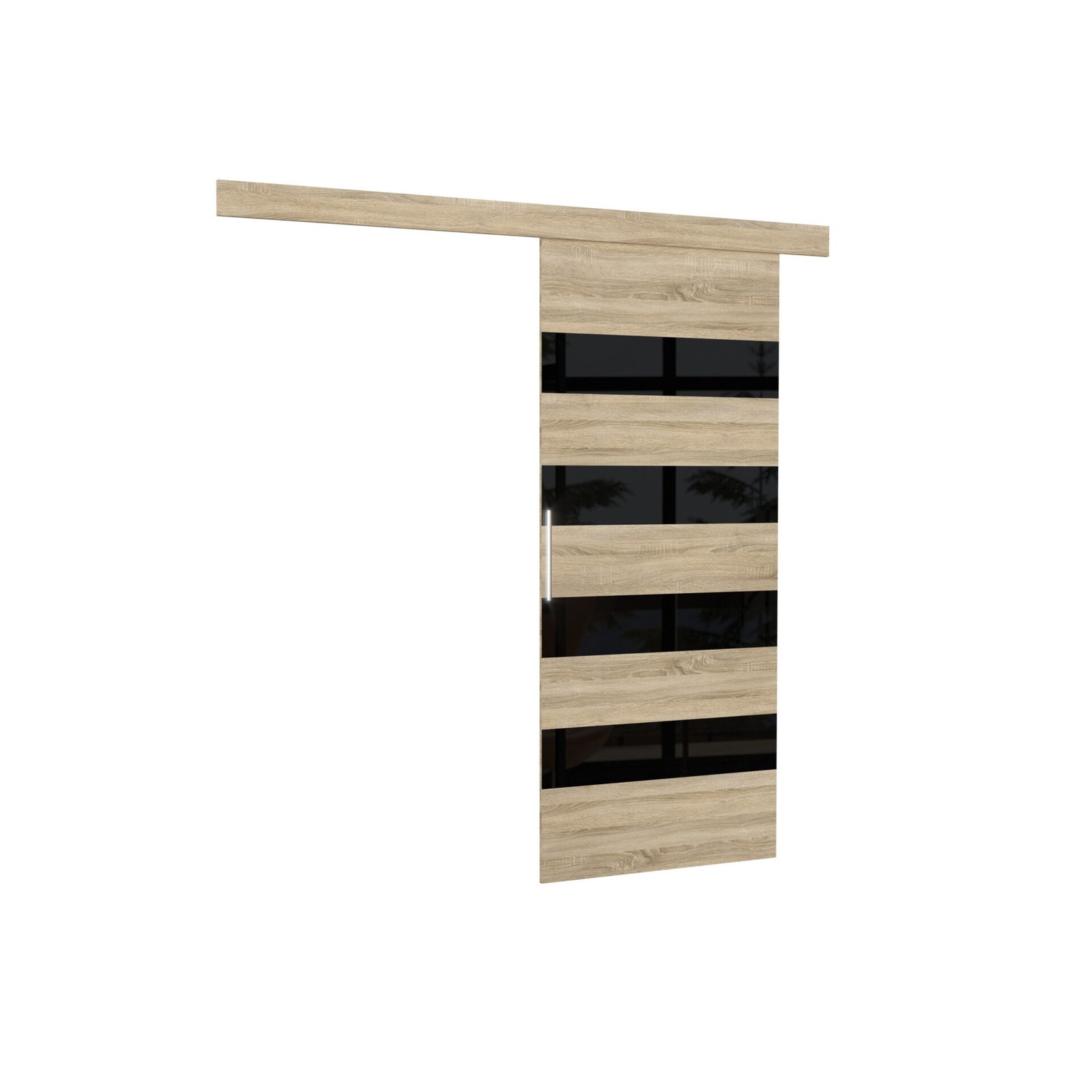 MILOU 86 Sonoma/Black Lacobel ADRK wall sliding door