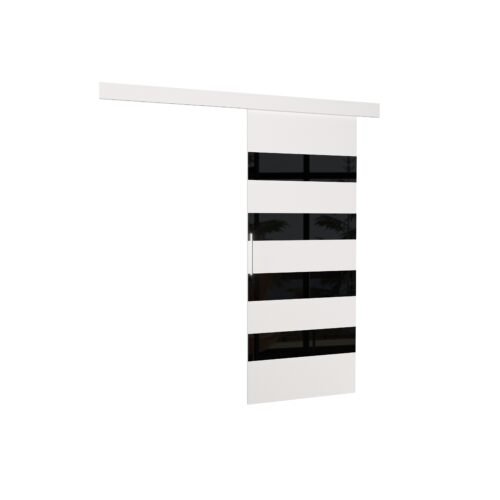 MILOU 96 Wall-mounted sliding gate, white/black, Lacobel ADRK